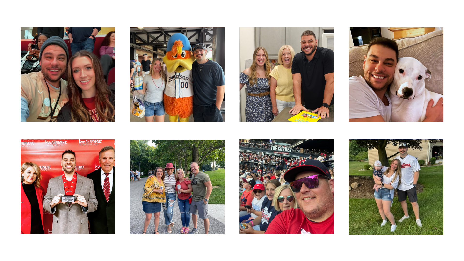 The Limitless Ohio Real Estate Group Kathy Archer, Shane Shannon, and Sarah Jobin Spaller wearing Ohio gear, receiving real estate awards, attending local sporting events, and enjoying time with their loved ones and pets.